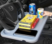 車用 ハンドルテーブル 車載テーブル デスク 車内 2WAY 両面使える 食事 車中泊 読書 ノートパソコン作業 PC 事務作業