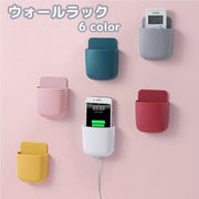 ウォールラック リモコンラック リモコンケース スマホホルダー 壁掛け収納 ウォールケース ウォールポケット リモコンスタンド 壁面収納 整理整頓 ケーブル穴 小物入れ シンプル 単色