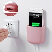 ウォールラック リモコンラック リモコンケース スマホホルダー 壁掛け収納 ウォールケース ウォールポケット リモコンスタンド 壁面収納 整理整頓 ケーブル穴 小物入れ シンプル 単色