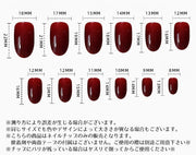 ネイルチップ つけ爪 24枚セット 12サイズ ショート 短め オーバル 貼るネイル 無地 光沢感 ワインレッド 上品 おしゃれ