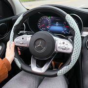 ハンドルカバー ステアリングカバー 車用 カー用品 千鳥格子風 簡単装着 滑り止め 防滑 内装パーツ 汎用 ノンスリップ 自動車用 おしゃれ