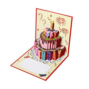 バースデーカード ポップアップ 誕生日 グリーティングカード 3D メッセージカード birthday お祝い バースディ ケーキモチーフ 立体 飛び出す