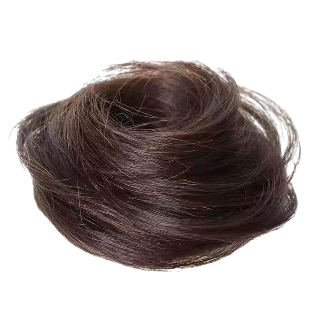 ポイントウィッグ 部分ウィッグ お団子ウィッグ ヘアゴム ヘアアクセサリー つけ毛 ダークブラウン バリエーション画像