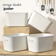 収納バスケット 収納ケース 小物入れ 長方形 ホワイト イエロー ピンク プラスチック製 蓋なし かご 持ち手付き おもちゃ箱 シンプル