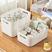収納バスケット 収納ケース 小物入れ 長方形 ホワイト イエロー ピンク プラスチック製 蓋なし かご 持ち手付き おもちゃ箱 シンプル