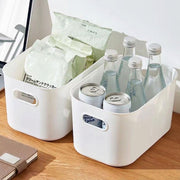収納バスケット 収納ケース 小物入れ 長方形 ホワイト イエロー ピンク プラスチック製 蓋なし かご 持ち手付き おもちゃ箱 シンプル