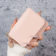 カードケース カードホルダー ミニ財布 コインケース レディース 女性 女子 レザー調 小銭入れ ウォレット 札入れ 二つ折り キーリング付き ファスナー ジッパー シンプル お洒落 かわいい 大人女子 コンパクト スタイリッシュ