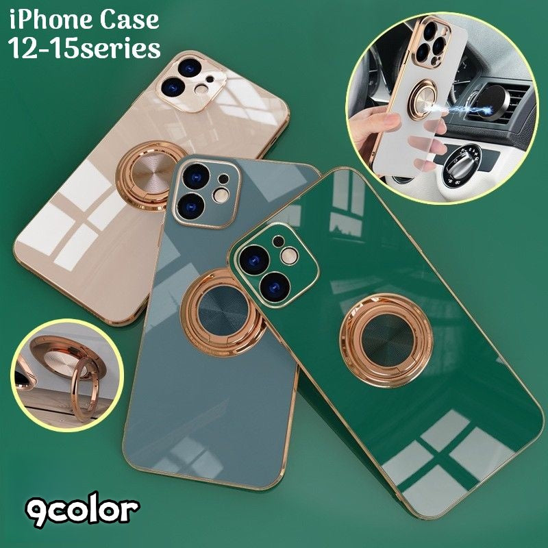 iPhoneケース スマホカバー リング付きスタンド機能 マグネット車載ホルダー対応 耐衝撃 落下防止 背面 カメラ保護 傷防止