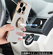 iPhoneケース スマホカバー リング付きスタンド機能 マグネット車載ホルダー対応 耐衝撃 落下防止 背面 カメラ保護 傷防止