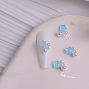 ネイルパーツ ラインストーン 5個セット ジェルネイル 星 かわいい ガーリー 淡い 上品 お嬢様 フェミニン 白 緑