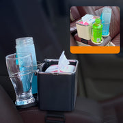 車用収納ボックス ドリンクホルダー付き 車内用 カー用品 多機能 テッシュボックス ゴミ箱 小物入れ カップホルダー 収納ケース 取り付け簡単 車用品 車載用品 便利グッズ 黒 ベージュ