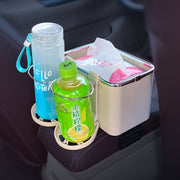 車用収納ボックス ドリンクホルダー付き 車内用 カー用品 多機能 テッシュボックス ゴミ箱 小物入れ カップホルダー 収納ケース 取り付け簡単 車用品 車載用品 便利グッズ 黒 ベージュ
