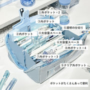 ペンケース 筆箱 文房具 小学生 中学生 高校生 大容量 たくさん入る ポケット付き 仕切りあり シンプル おしゃれ かわいい 可愛い パステルカラー 青 緑 ピンク