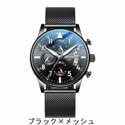 腕時計 メンズ ファッション アクセサリー カジュアル ビジネス 防水 メッシュ レザー ブラック ゴールド シルバー