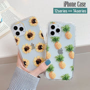 iPhoneケース iPhoneカバー スマホケース スマホカバー 背面保護 傷防止 汚れ防止 ひまわり パイナップル クリア 透明 可愛い おしゃれ iPhone12 iPhone13 iPhone14 携帯ケース スマートフォンケース アイフォンケース