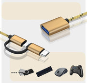OTGケーブル 2in1 MicroUSB／Type-C to USB変換アダプター 充電 通信 データ転送 スマホ タブレット