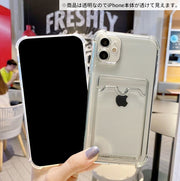 iPhoneケース iPhoneカバー スマホケース カードケース付き 軽量 耐衝撃 カメラ保護 背面保護 クリア 透明 TPU
