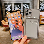 iPhoneケース iPhoneカバー スマホケース カードケース付き 軽量 耐衝撃 カメラ保護 背面保護 クリア 透明 TPU