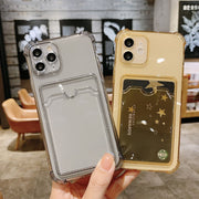 iPhoneケース iPhoneカバー スマホケース カードケース付き 軽量 耐衝撃 カメラ保護 背面保護 クリア 透明 TPU