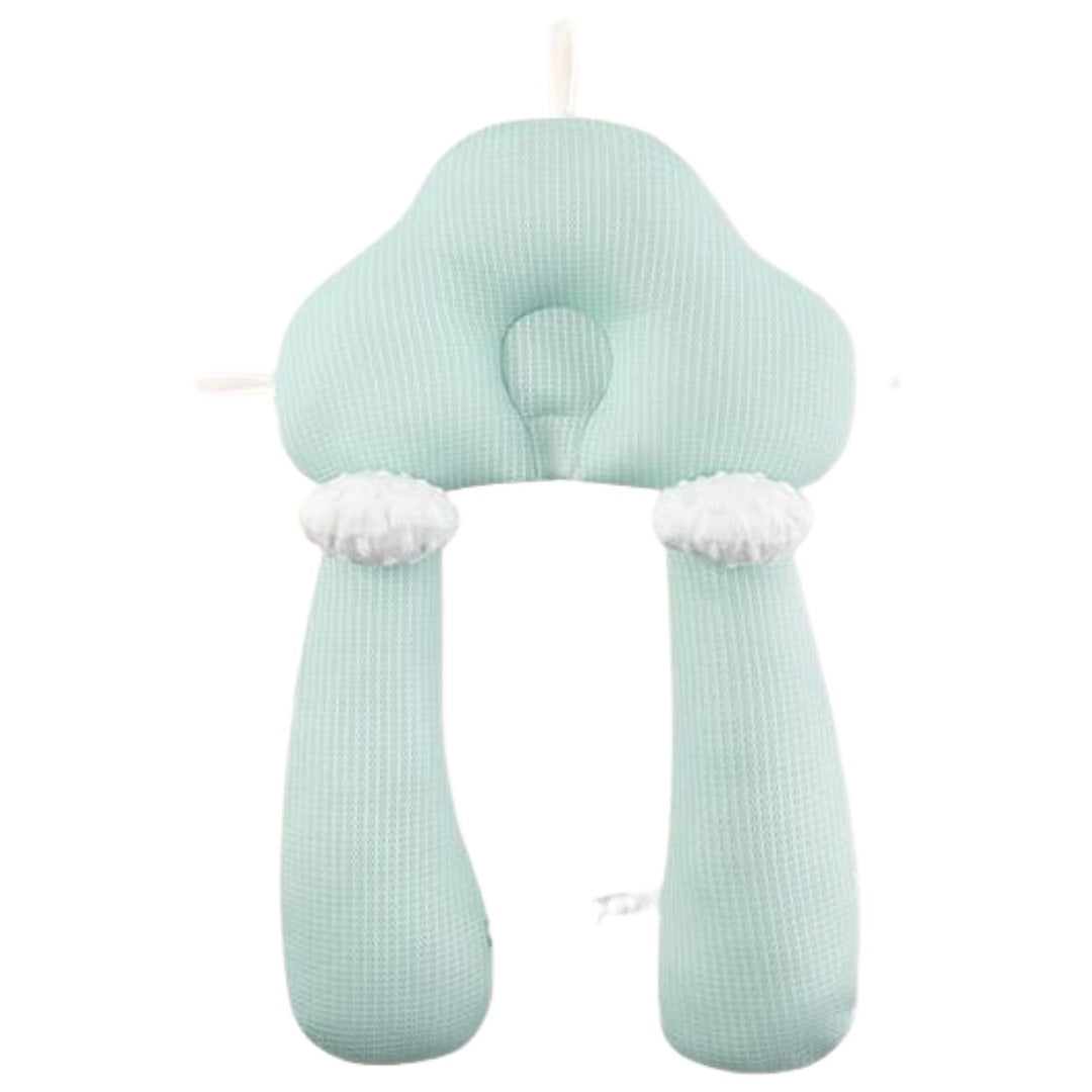 ベビー枕 ベビーピロー 赤ちゃん ベビー用品 新生児 まくら 寝具 クッション すっぽり 向き癖帽子 吐き戻し防止 両面使用 睡眠サポート 安定 夏用 通年用 通気性 ふわふわ ロゴ入り リバーシブル 固定紐付き 長さ調節可 便利グッズ かわいい