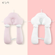 ベビー枕 ベビーピロー 赤ちゃん ベビー用品 新生児 まくら 寝具 クッション すっぽり 向き癖帽子 吐き戻し防止 両面使用 睡眠サポート 安定 夏用 通年用 通気性 ふわふわ ロゴ入り リバーシブル 固定紐付き 長さ調節可 便利グッズ かわいい