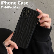 iPhoneケース スマホケース ソフトケース 背面保護 傷防止 汚れ防止 シンプル ウェーブ 波 立体 お洒落 iPhoneカバー スマホカバー スマートフォンケース ブラック 黒 アイフォンケース プチギフト 贈り物