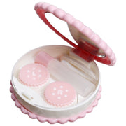 コンタクトレンズケース コンタクトケース 携帯用 持ち運び ソフトレンズ用 クッキー型 保存液容器 ピンセット付き スポイト付き 鏡付き 洗浄液入れ ミラー コンタクトケア用品 カラコンケース コンパクト 旅行用 外出用 トラベル 出張 持ち歩き かわいい おしゃれ キュート ガーリー ピンク 青 黄 緑