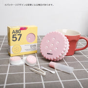 コンタクトレンズケース コンタクトケース 携帯用 持ち運び ソフトレンズ用 クッキー型 保存液容器 ピンセット付き スポイト付き 鏡付き 洗浄液入れ ミラー コンタクトケア用品 カラコンケース コンパクト 旅行用 外出用 トラベル 出張 持ち歩き かわいい おしゃれ キュート ガーリー ピンク 青 黄 緑