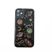 iPhoneケース カバー スマホケース スマホ用品 透明 クリアケース ブラック 惑星 月 星 スター ラメ かわいい おしゃれ 背面保護 汚れ防止 X XR XS XSMax 11 12 13 14 mini Pro Max Plus
