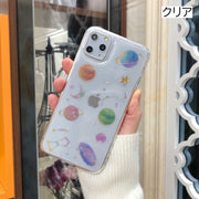 iPhoneケース カバー スマホケース スマホ用品 透明 クリアケース ブラック 惑星 月 星 スター ラメ かわいい おしゃれ 背面保護 汚れ防止 X XR XS XSMax 11 12 13 14 mini Pro Max Plus