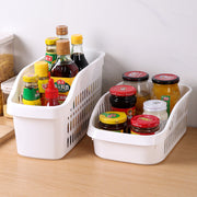 収納ボックス かご バスケット 収納ケース 小物入れ 小物収納 シンプル 長方形 リビング プラスチック 多用途 ストッカー リビング キッチン 洗面所 シンク下 穴開き 通気性 防水 便利 使いやすい ホワイト 白