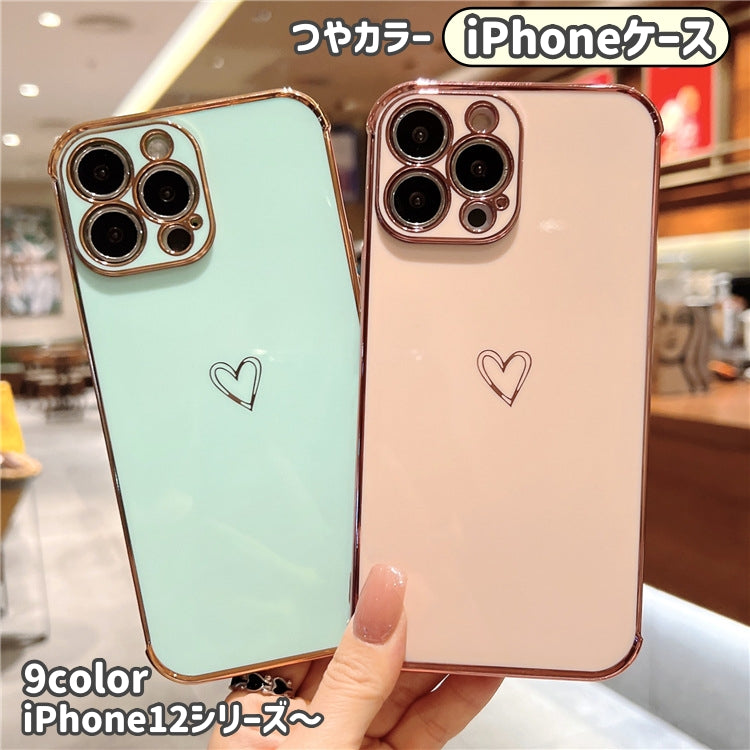 iPhoneケース iPhoneカバー つやカラー スマホケース スマホカバー クリアケース クリアカバー 透明 背面保護 傷予防 傷防止 iPhone15 14 13 12 ハート シンプル かわいい