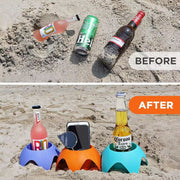 ドリンクホルダー ビーチ用 単品 ボトルホルダー カップホルダー アウトドア 海水浴 キャンプ ビーチ 砂場 プール レジャー 汚れない 小物入れ スマホホルダー