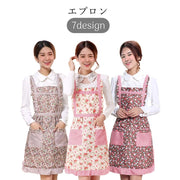 胸当てエプロン キッチン雑貨 キッチン用品 リボン 胸当てあり 防汚 膝上丈 ショート丈 ポケット 総柄 花柄 フラワー ドット 水玉 チェック レッド ピンク ブラウン かわいい キュート フェミニン ガーリー カジュアル