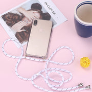 iPhoneケース カバー スマホケース ストラップ付き ショルダー 首掛け 肩掛け 斜めがけ 軽量 耐衝撃 背面保護 クリア 透明