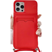iPhoneケース スマートフォンケース スマホケース スマホカバー ストラップ付き 肩掛け 首掛け スライドカバー 収納ポケット カード収納 シンプル 背面保護 保護 傷防止 耐衝撃 落下防止 おしゃれ お洒落 可愛い レディース 女性 iPhone アイフォン 保護カバー