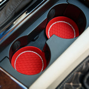 車用コースター 単品 ドリンクホルダー カップホルダー カップマット シリコン製 滑り止め 汚れ防止 防水 ラインストーン キラキラ ドレスアップ 内装 おしゃれ カー用品