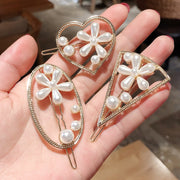 ヘアピン フレームピン フェイクパール ゴールドカラー キラキラ キレイ 上品 清楚 かわいい 女性 結婚式 二次会 パーティー 髪留め ヘアアクセサリー ハート フラワー 花 丸 ラウンド トライアングル 三角 スクエア