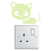 スイッチステッカー ウォールステッカー 壁紙シール DIY 模様替え 室内装飾 インテリア 猫 ネコ キャット 光る 蓄光 夜光
