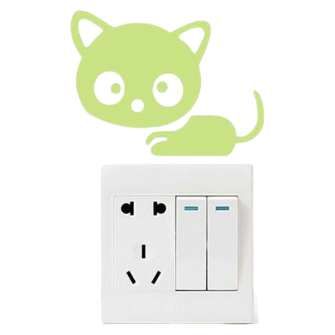 スイッチステッカー ウォールステッカー 壁紙シール DIY 模様替え 室内装飾 インテリア 猫 ネコ キャット 光る 蓄光 夜光