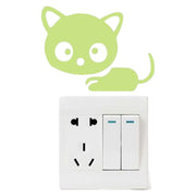スイッチステッカー ウォールステッカー 壁紙シール DIY 模様替え 室内装飾 インテリア 猫 ネコ キャット 光る 蓄光 夜光