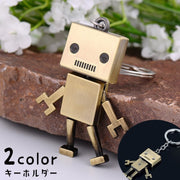 キーホルダー キーリング キーチェーン ロボット バッグチャーム レトロ 小物 雑貨 手足が動く 揺れる かわいい かっこいい おしゃれ ユニーク プレゼント ギフト お揃い 金色 銀色