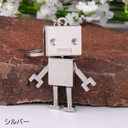 キーホルダー キーリング キーチェーン ロボット バッグチャーム レトロ 小物 雑貨 手足が動く 揺れる かわいい かっこいい おしゃれ ユニーク プレゼント ギフト お揃い 金色 銀色