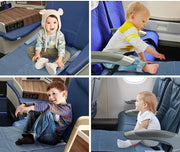 シートエクステンダー ベビーシート 幼児用 飛行機シート フライト用 クッション 飛行機用ベッド 防水 滑り止め トラベルグッズ 旅行 サイドポケット付き 隙間埋め 落下防止 お昼寝グッズ ベルト付き フットレスト 折りたたみ コンパクト 収納 持ち運び 省スペース 便利グッズ サイズ調節可 バックル 黒 灰 青