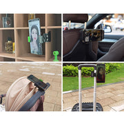 スマホホルダー スマホスタンド クリップ式 カー用品 カーアクセサリー 車載ホルダー サンバイザー 360度回転 角度調節可 机 棚 多用途 便利 フック 荷物掛け