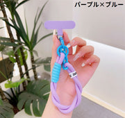 スマホストラップ ハンドストラップ リストストラップ ストラップホルダー付き ケースに挟むだけ 落下防止 手首 太丸紐 カラビナ