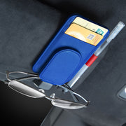サングラスクリップ 車用 サングラスホルダー メガネクリップ カードホルダー ペンホルダー 多機能 サンバイザー取り付け レザー調 フェイクレザー 眼鏡 メガネ 磁石 マグネット シンプル おしゃれ スタイリッシュ 簡単装着 カー用品