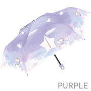 カラビナ付折りたたみ傘 ジュエルユニコーン柄 キッズ 折り畳み傘 雨傘 雨具 50cm 6本骨 女の子 子ども 子供 こども 小学生 レイングッズ 通園 通学 ゆめかわ パステル かわいい カラビナ付き 入学 プレゼント ランドセル 軽量