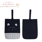 Coboca+ 抗菌防臭シューズバッグ ネコミミ 猫耳 ハートチャーム キーホルダー グラデーション レインボー パステル チェック 女の子 男の子 学校 幼稚園 保育園 学童 入学 入園