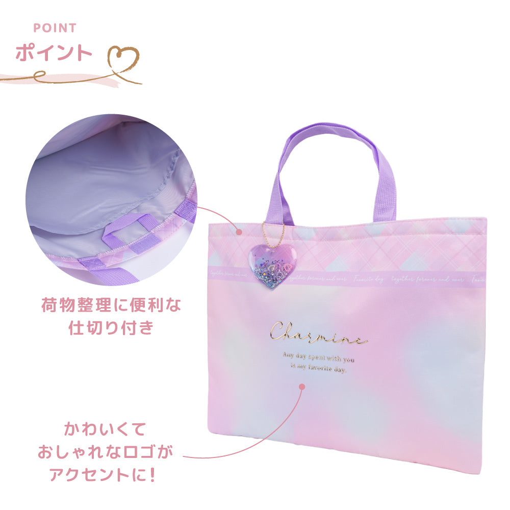Coboca+ 抗菌防臭レッスンバッグ ネコミミ 猫耳 ハートチャーム キーホルダー 商品画像2